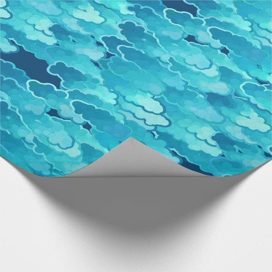 Japanse wolken, Evening Sky, Turquoise en Indigo Cadeaupapier (Hoek)