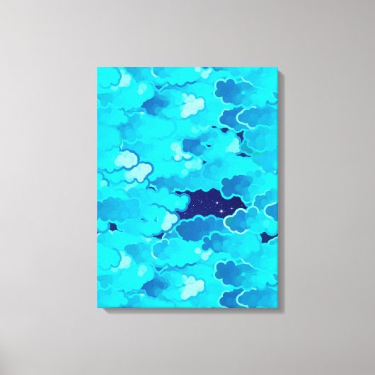 Japanse wolken, Evening Sky, Turquoise en Indigo Canvas Afdruk (Voorkant)