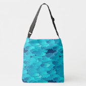 Japanse wolken, Evening Sky, Turquoise en Indigo Crossbody Tas (Achterkant)