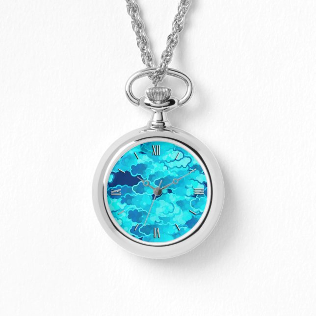 Japanse wolken, Evening Sky, Turquoise en Indigo Horloge (Voorkant)