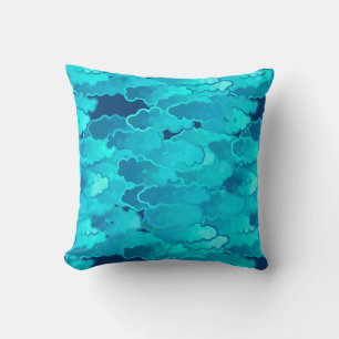Japanse wolken, Evening Sky, Turquoise en Indigo Kussen