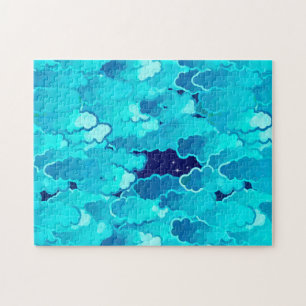 Japanse wolken, Evening Sky, Turquoise en Indigo Legpuzzel
