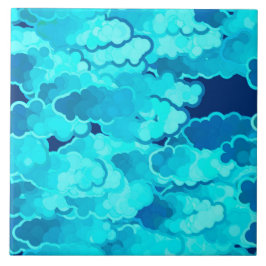 Japanse wolken, Evening Sky, Turquoise en Indigo Tegeltje