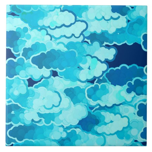 Japanse wolken, Evening Sky, Turquoise en Indigo Tegeltje (Voorkant)