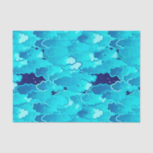 Japanse wolken, Evening Sky, Turquoise en Indigo Tissuepapier