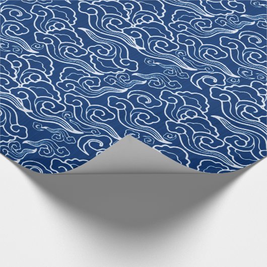  Japanse wolken, kobalt blauw en wit Cadeaupapier (Hoek)