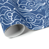  Japanse wolken, kobalt blauw en wit Cadeaupapier (Rol Hoek)