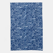  Japanse wolken, kobalt blauw en wit Theedoek (Verticaal)