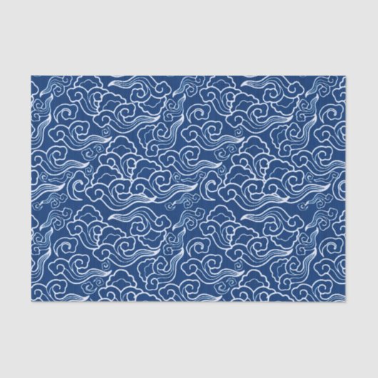  Japanse wolken, kobalt blauw en wit Tissuepapier (Voorkant)