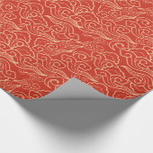  Japanse wolken, koraal Sinaasappel Cadeaupapier (Hoek)