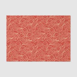  Japanse wolken, koraal Sinaasappel Tissuepapier