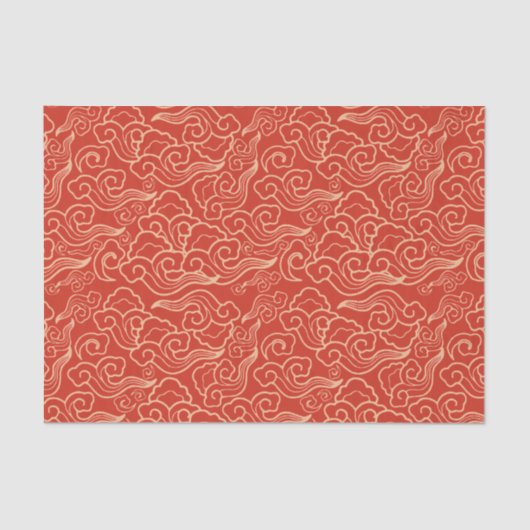  Japanse wolken, koraal Sinaasappel Tissuepapier (Voorkant)