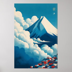 Japanse wolken muurkunst - gelaagde wolken en poster
