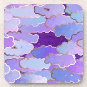 Japanse wolken, schemerlicht, Violet en diep Paars Bier Onderzetter