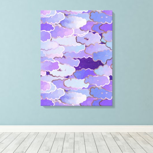 Japanse wolken, schemerlicht, Violet en diep Paars Canvas Afdruk (Insitu (Houten vloer))