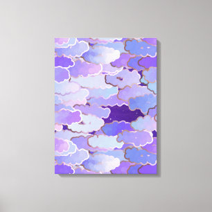 Japanse wolken, schemerlicht, Violet en diep Paars Canvas Afdruk