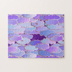 Japanse wolken, schemerlicht, Violet en diep Paars Legpuzzel