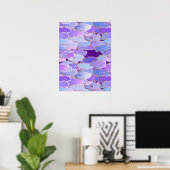 Japanse wolken, schemerlicht, Violet en diep Paars Poster (Thuiskantoor)