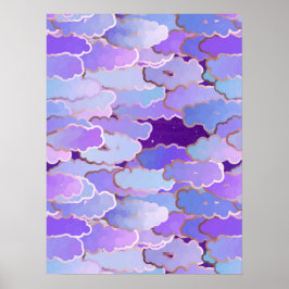 Japanse wolken, schemerlicht, Violet en diep Paars Poster