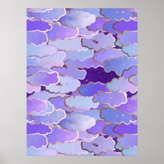 Japanse wolken, schemerlicht, Violet en diep Paars Poster (Voorkant)