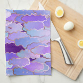 Japanse wolken, schemerlicht, Violet en diep Paars Theedoek (Quarter Fold)