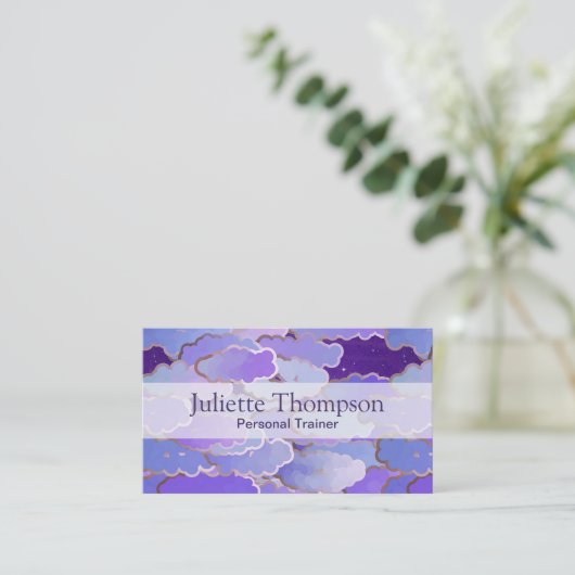 Japanse wolken, schemerlicht, Violet en diep Paars Visitekaartje (Staand voorkant)
