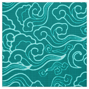  Japanse wolken, Turquoise en Aqua Stof