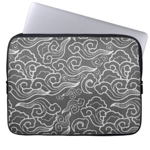  Japanse wolken, zilver grijs / grijs Laptop Sleeve
