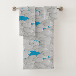 Japanse wolken, zomerdag, wit en hemelblauw bad handdoek