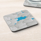 Japanse wolken, zomerdag, wit en hemelblauw bier onderzetter (Linkerzijde)