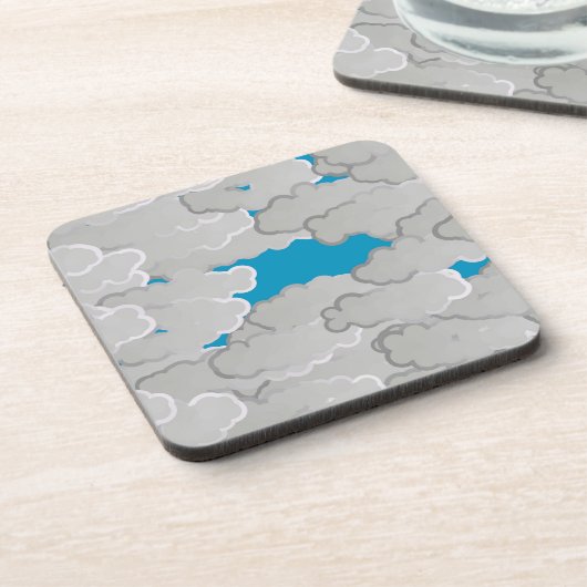 Japanse wolken, zomerdag, wit en hemelblauw bier onderzetter (Linkerzijde)