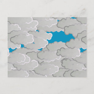 Japanse wolken, zomerdag, wit en hemelblauw briefkaart