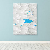 Japanse wolken, zomerdag, wit en hemelblauw canvas afdruk (Insitu (Houten vloer))