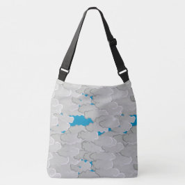 Japanse wolken, zomerdag, wit en hemelblauw crossbody tas