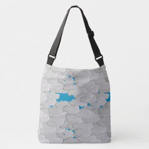 Japanse wolken, zomerdag, wit en hemelblauw crossbody tas