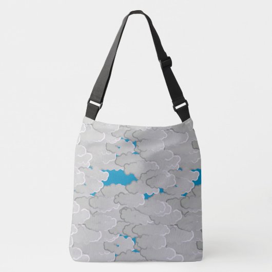 Japanse wolken, zomerdag, wit en hemelblauw crossbody tas (Voorkant)