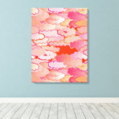 Japanse wolken, zonsondergang, koraal, Fuchsia, ro Canvas Afdruk (Insitu (Houten vloer))