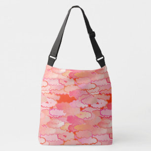 Japanse wolken, zonsondergang, koraal, fuchsia, ro crossbody tas