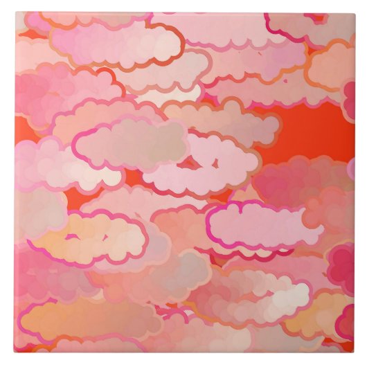 Japanse wolken, zonsondergang, koraal, Fuchsia, ro Tegeltje (Voorkant)