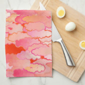 Japanse wolken, zonsondergang, koraal, Fuchsia, ro Theedoek (Quarter Fold)