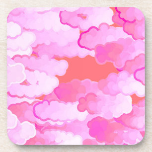 Japanse wolken, zonsopgang, orchidee roze en koraa bier onderzetter