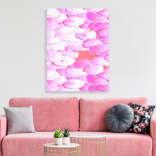 Japanse wolken, zonsopgang, orchidee roze en koraa canvas afdruk (Insitu (Woonkamer))