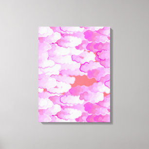 Japanse wolken, zonsopgang, orchidee roze en koraa canvas afdruk