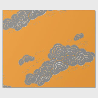JAPANSE WOLKENDESIGN IN ORANJE CADEAUPAPIER