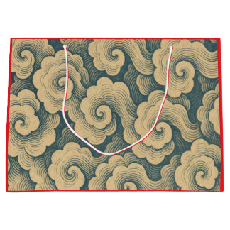 JAPANSE WOLKENPATRONE CADOCADE ZAK IN BLAUW EN CRE GROOT CADEAUZAKJE