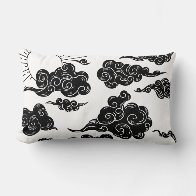 Japanse wolkenpatroon esthetiek kussen (Voorkant)