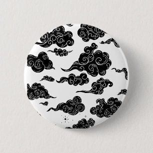 Japanse wolkenpatroon esthetiek ronde button 5,7 cm