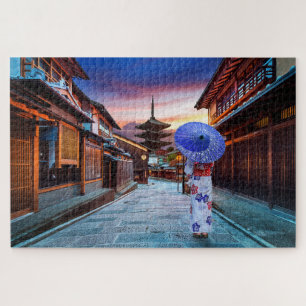 Japanse Woman Wearing Kimono Yasaka Pagoda Japan Legpuzzel