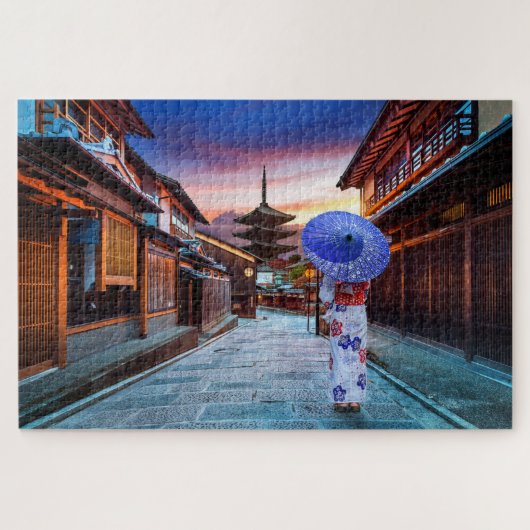Japanse Woman Wearing Kimono Yasaka Pagoda Japan Legpuzzel (Horizontaal)