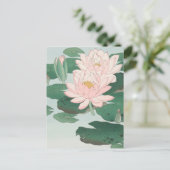 Japanse Woodblock Art print roze water Lily Briefkaart (Staand voorkant)